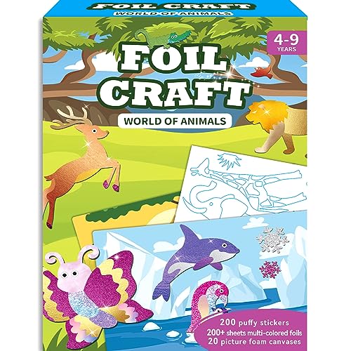 Art amp Craft Activity Toys Kit Foil Fun Animals Crafts DIY Creative Toty Toy of the Year No Mess Art Kits for Kids Gift for Boys Girls Ages 49 with 200 Foam Stickers amp 20 side Picture Canvases