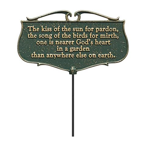 Whitehall Products "The Kiss of The Sun..." Garden Poem Sign, Green/Gold, Aluminum Cover