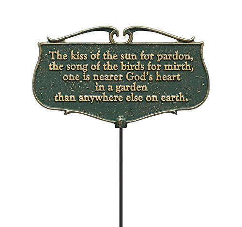 Whitehall Products The Kiss of The Sun Garden Poem Sign GreenGold Aluminum