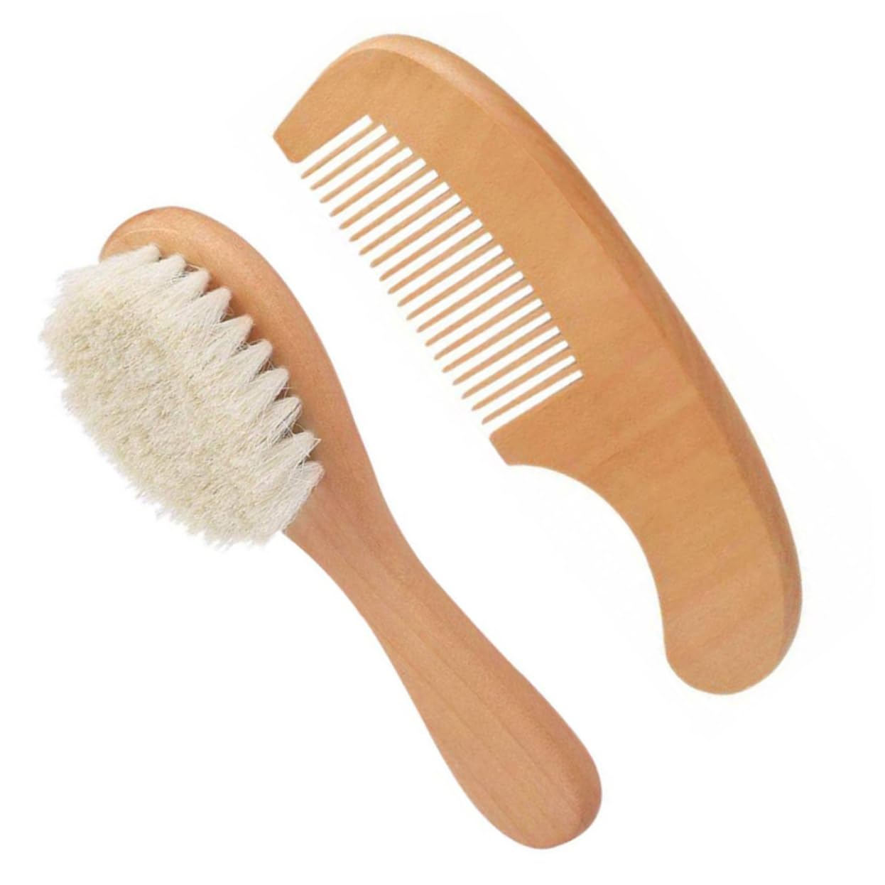 VINTORKY Wooden Comb Brush Set for Baby 2pcs Baby Brush Set Gentle on Scalp Detangle Hair