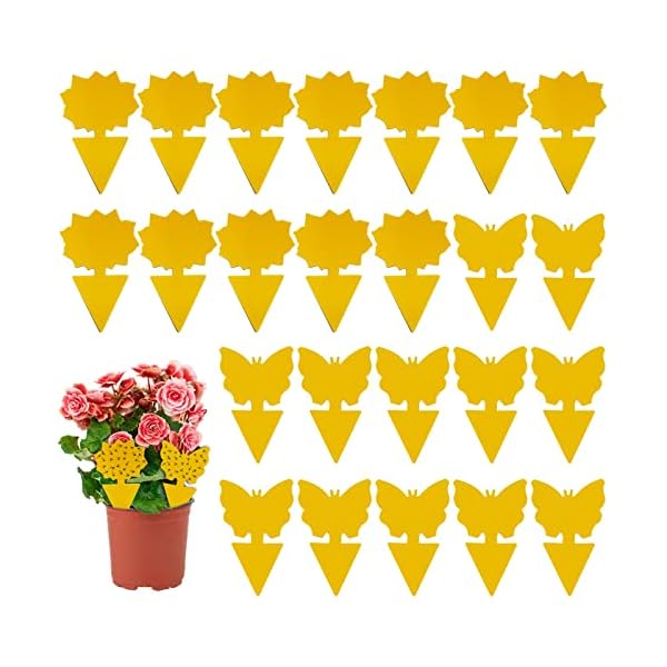 24 Stück Gelbsticker Trauermücken, Gelbtafeln für Gegen Trauermücken, Fliegenfalle Gelbsticker, Fliegenfalle Klebefalle Steckbare Fliegenfänger für die Zimmerpflanzen Schädlingsbekämpfung