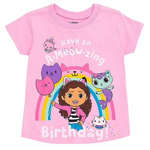 DREAMWORKS GABBY'S DOLLHOUSE Mercat Kitty Fairy Cakey Cat Birthday Girls T-Shirt Toddler to Big Kid
