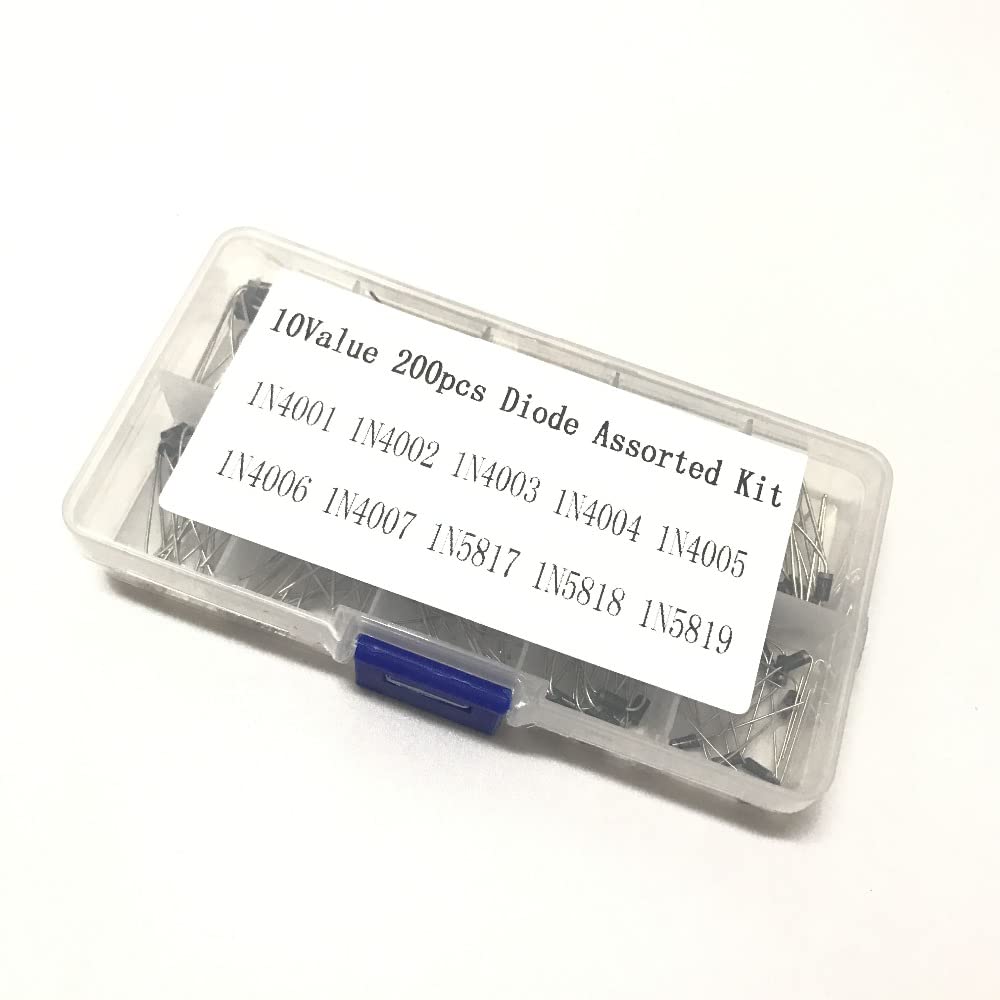 10 Values 200pcs ( 1N4001~ 1N5819 ) 1N4002 1N4003 1N4004 1N4005 1N4006 1N4007 1N5817 1N5818 Diode Assorted Kit Set