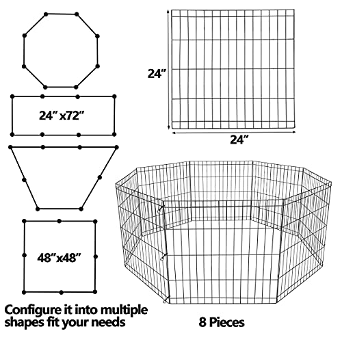 Zeny Puppy Pet Playpen 8 Panel Indoor Outdoor Metal Portable Folding Animal Exercise Dog Fence, 24'' W X 24'' H #TOP3