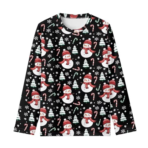 Renewold Kids Athletic Shirts Christmas Tees Girls Boys T-Shirts Crewneck Long Sleeve T Shirts Casual Clothes 3-16 Years4