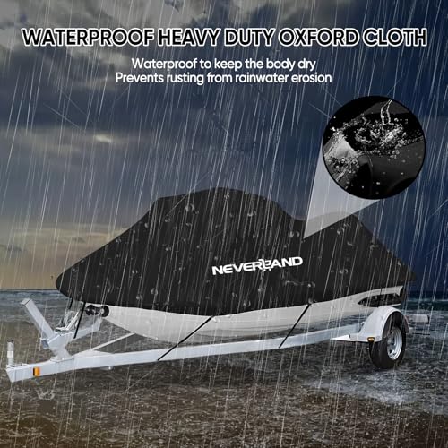 Image of NEVERLAND Jet Ski Cover Suitable for 2 3 Seater Jetski Covers Heavy Duty Waterproof with 2 Air Vent Marine Grade UV Resistant Compatible with Yamaha Sea-Doo Lengths 120'' to 135 inch(Black)
