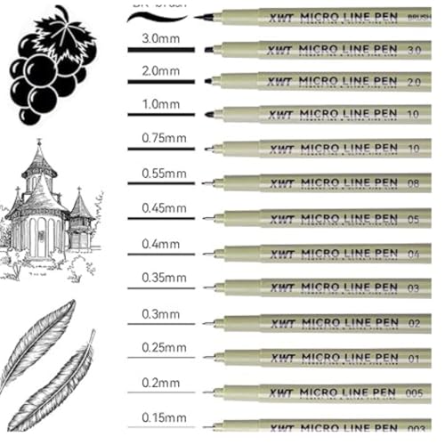 Image of TAZLYN 12 pcs black fine liners pen mandala art pens doodle micron pens set artline fineliner pens microtip pen Waterproof, Fade-Proof, Smudge Proof Drawing Pens for Sketching Anime Artist Drawing