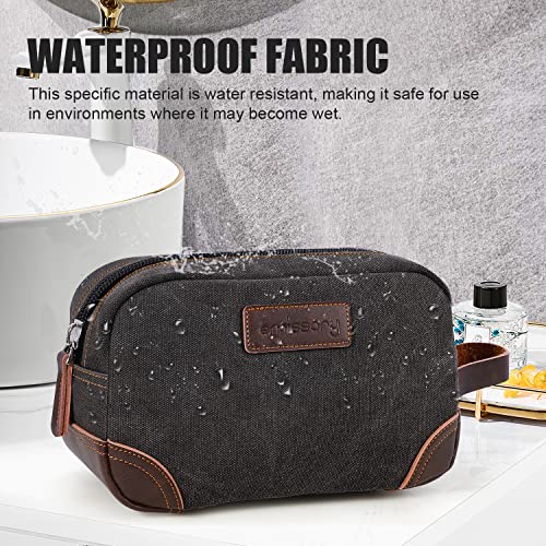 Emissary EMISSARY-DOPP1-GRY Travel Toiletry Bag For Men, Leather And Canvas Toiletry Bags, Dopp Kit For Men, Travel Bathroom Bag Men'S Shaving Kit thumb #3