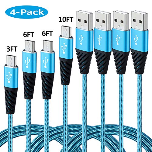 Bynccea Fast Charge Android Charger Cable 3FT 6FT 6FT 10FT 4-Pack Nylon Braided