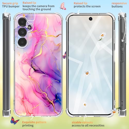 EMUYGIU for Samsung Galaxy A14 Case Marble [Buffertech 6.7ft Military-Grade Drop Protection] [Anti Peel Off Tech] Clear TPU Bumper 5G Phone Case Cover Design (Pink Gold) - image 5