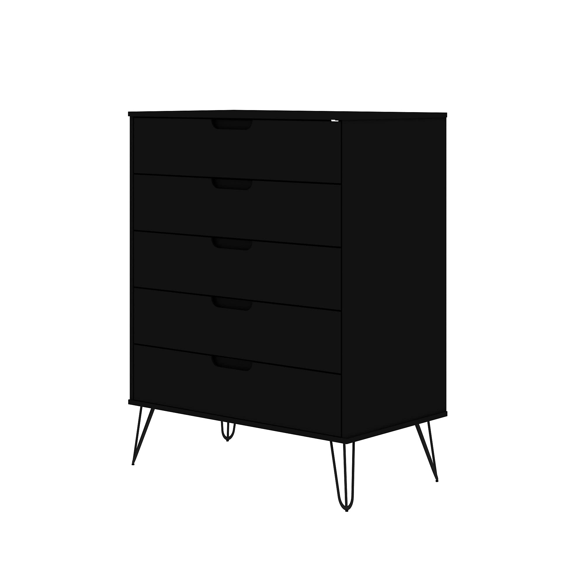 Manhattan ComfortRockefeller Tall 5-Drawer Dresser in Black Engineered Wood