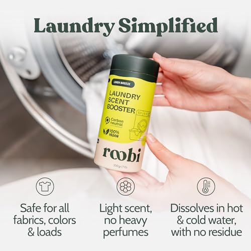 Image of Roobi Sustainable Laundry Scent Booster Beads. Linen Breeze Fragrance | Up to 20 Washing Cycles, Carbon Neutral, 100% Vegan. 200 Grams
