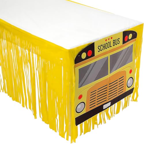 Jupe de table bus scolaire plastique Fun Express pour décoration de fête d'anniversaire