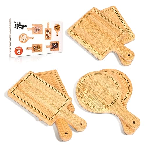 Set de 6 mini tablas de cortar de bambú miniatura 1