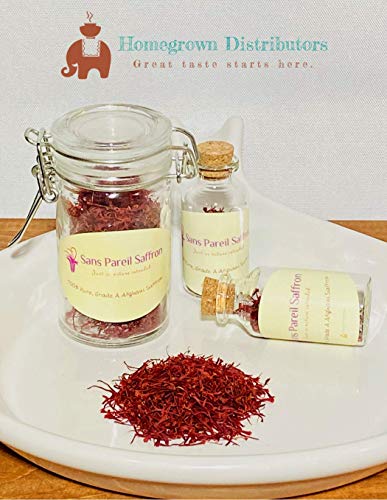 Sans Pareil Saffron Spice Fresh Hand Harvest Organically Grown Saffron | 100% Pure Premium All Red Afghani Multipurpose Saffron | 2 Gram