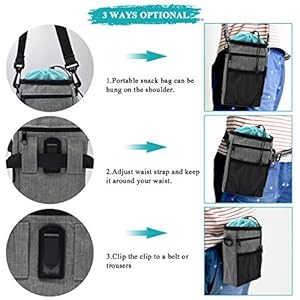 Dog Training Treat Bag with Poop Bag Holder Waterproof Dog Food Storage Bag Training Pouch with Adjustable Belt Shoulder Strap Easy to Carry Free Dog Plush Toys clicker