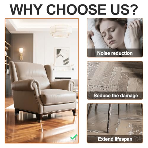 Image of Chair Leg Floor Protectors Rectangle, Silicone Chair Leg Protectors for Hardwood Floors, Chair Leg Caps Covers Protect Wooden Floors from Scratching 20 Pcs Large (Fit L:1-1 /2 inch ~ 2 inch,W:3 /4 inch to 1 inch)