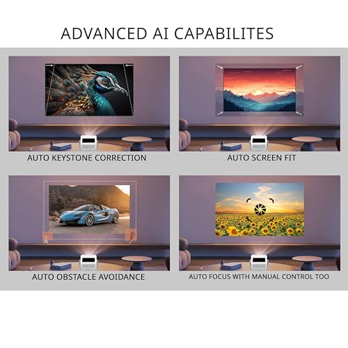Image of DEBONAIR Touch Play Full HD 1080p Smart Projector | World's First Touchscreen with Auto (Focus+Screen Fit+Obstacle Avoidance) | Official Android | 18000 Lumens | HDMI USB| 10W Speaker Dual WiFi BT5.0