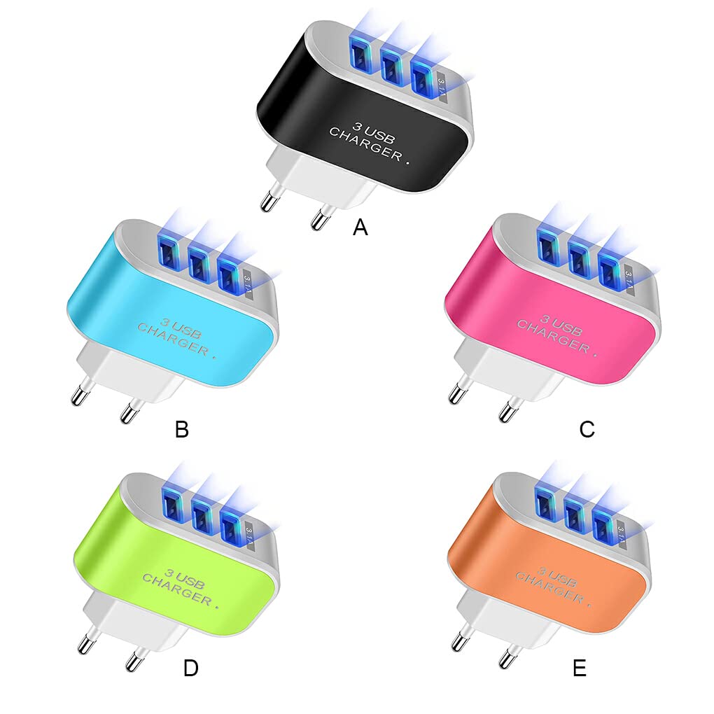YIUPEDRFG Caricabatterie per Telefono con Spina Europea 220V USB Portatile 3 Porte Adattatore di Ricarica per Illuminazione Blocco di Ricarica per Tablet di Ricambio elettronico, Verde