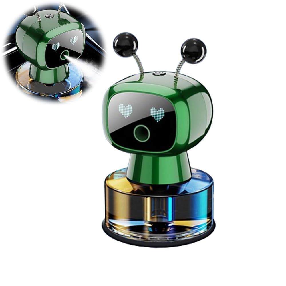 Azonee Smart Robot Car Aroma Diffuser, Car Perfume Essential Oil Diffuser, Aromatherapy Car Perfume with Gardenia Scent, Robot Shape Air Freshener, Green