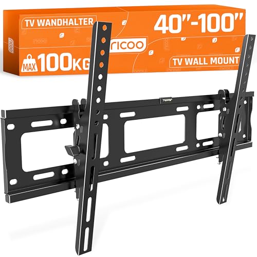 RICOO R07 TV Wandhalterung Fernseher Halterung 40-100 Zoll TV Halterung Flach Slim bis 100 kg VESA 200x200 - VESA 600x400 Wandhalterung Fernseher Wand Fernsehhalterung Neigbar auch 55 75 65 85 Zoll