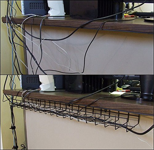 Bandeja Porta Cable de 36 Pulgadas para Instalación Bajo Escritorio, Color Negro, Acero Aleado, Estilo Pesado miniatura 2