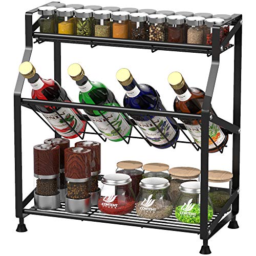 Spice Rack, GSlife 3 Tier Spice Rack Organizer for Counter Stable Spice Shelf