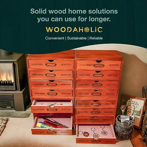 Woodaholic 16DRAW-FILING-CABINET 16-Drawer Wooden Storage Box (19.6"X6.89"X19.6") Vintage Filing Cabinet In Walnut Wood thumb #6