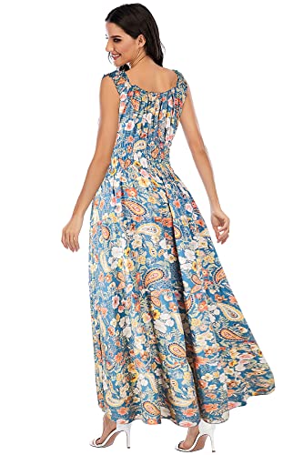 Image of OSTOO Women's 2026 Summer Boho Floral Print Tiered Casual Flowy Long Maxi Dress
