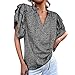 Camicia Spalla Nuda Camicia Casual da Donna con Scollo a V e Maniche a Campana a Strati, Stampa Leopardata, Camicette Larghe Camice Tuniche