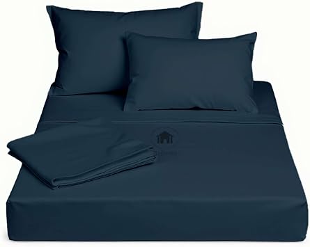 Rajlinen Microfiber RV Sheet Set, 4-Piece Camper Bedding, Three Quarter 48x75 Sheets, Ultra-Soft Wrinkle-Free Sheets, Fits Mattresses Up to 12-Inch Deep Pockets, Navy Blue