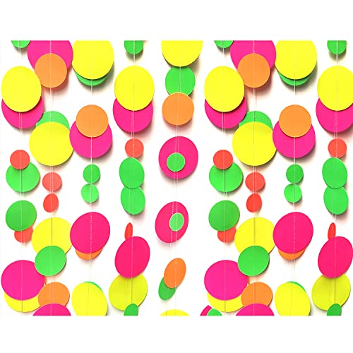 102Feet Uv Round Dot Paper Neon Garland Neon Streamers Black Light Neon Decorations For Dark Glow Party Uv Reactive Neon Party Favors Glow In The Dark Party Supplies Wedding Birthday Banner Decoration #TOP1