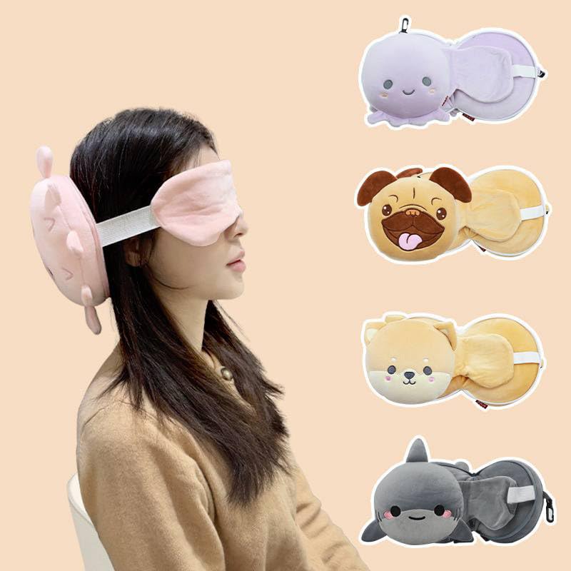 2in1 Multipurpose Eye mask with Travel Pillow, Travel Neck Pillow with Eye Mask (Ergonomically Designed for Ultimate Comfort, Perfect for Air, Car,...