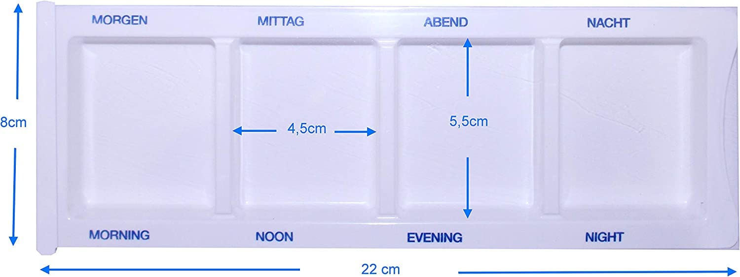 Medikamentendispenser Medi-Inn Tablettenbox Pillenbox Tages - Dispenser mit 4 Fächer Farbe weiß Größe XL Spezial,100 Stück