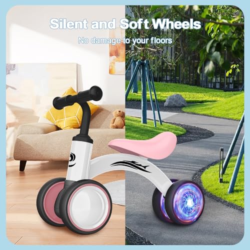 image for Gamfeiny Colorful Lighting Baby Balance Bike Toys for 1 Year Old Girl 