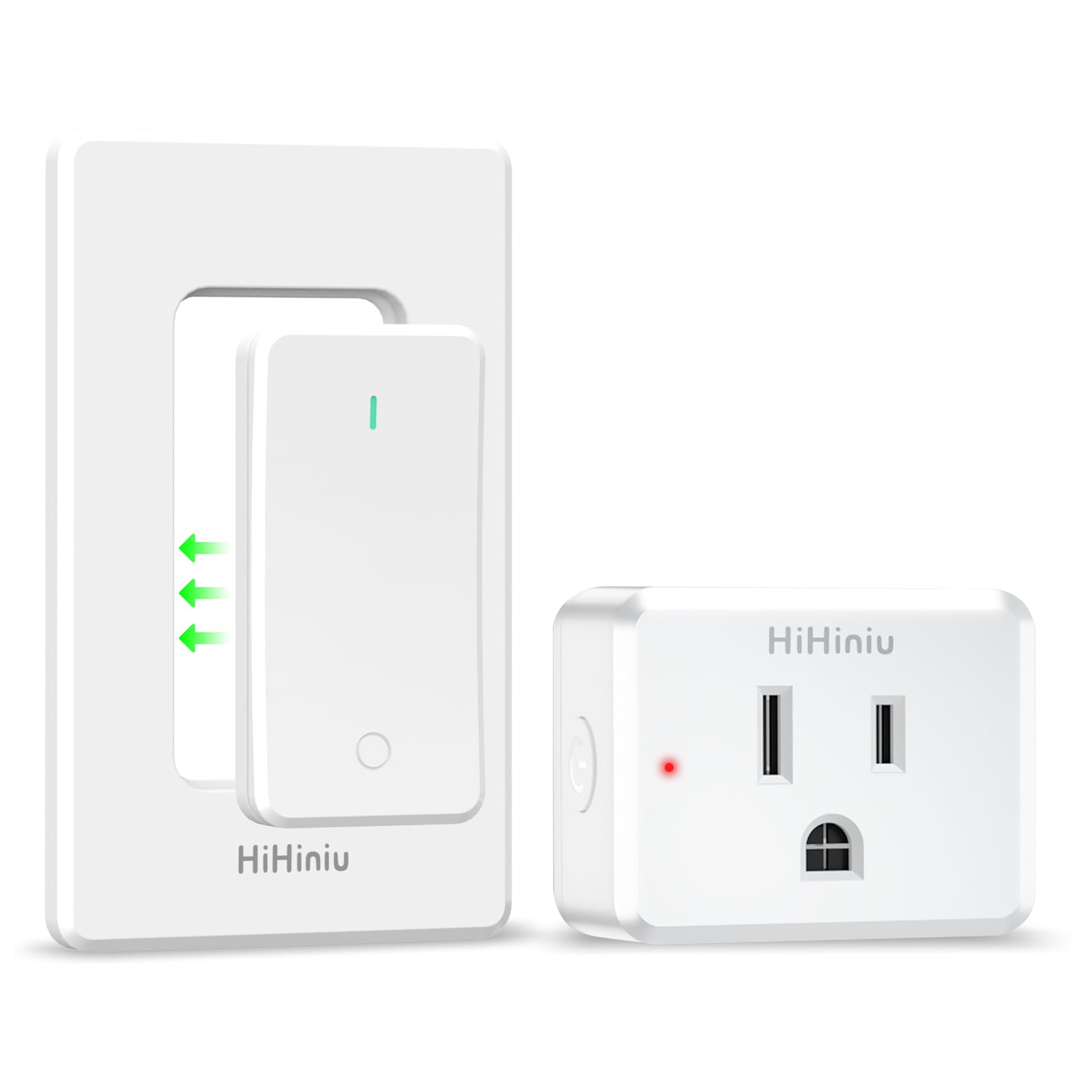 HiHiniu Remote Control Outlet Wireless Wall Mounted Light Switch, Compact Indoor Electrical Plug in On Off Power Switch for Lamp, Home Appliances, 300