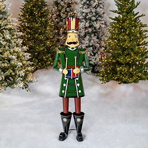 Zaer Ltd. 5ft Tall Metal Christmas Holiday Nutcrackers Soldiers (Green Drummer Leo)