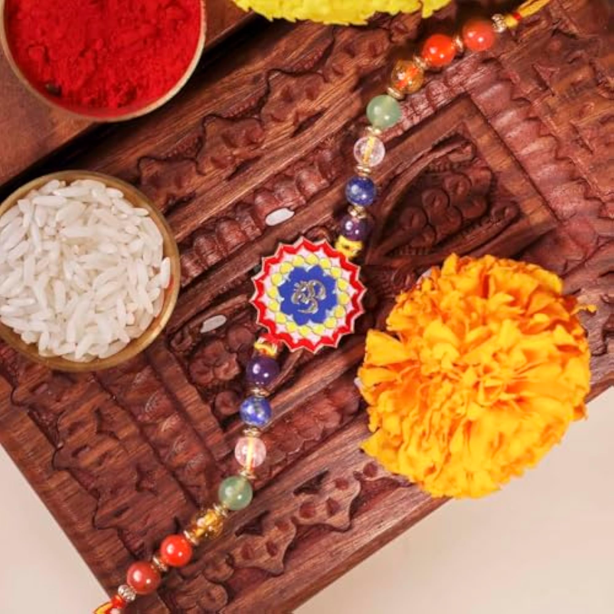 7 Chakra Crystal Rakhi Combo for Brother & Bhabhi