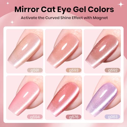 Image of Beetles Soft Beam Cat Eye Gel Nail Polish Set, 6 Colors Glitter Gel Polish