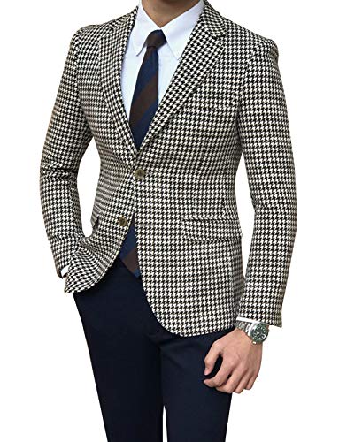 UMISS Men's Blazer Plaid Two Buttons Business Suit Jacket