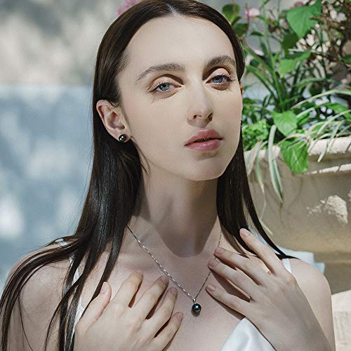 Black Pearl Necklace for Women, AAAA Quality Genuine Tahitian Cultured Pearls 18K Gold Pendant with 925 Sterling Silver Chain, Jewelry Gifts for Wife Mom Daughter - Image 4