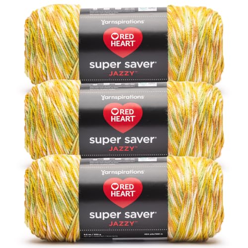 Image of Red Heart Super Saver Jazzy Self-Striping Yarn, Citrus Combo, 3-Pack