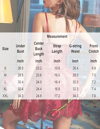 Image of Avidlove Sexy Lingerie for Women Open Front Lace Babydoll Dress V Neck Chemise Negligee Honeymoon