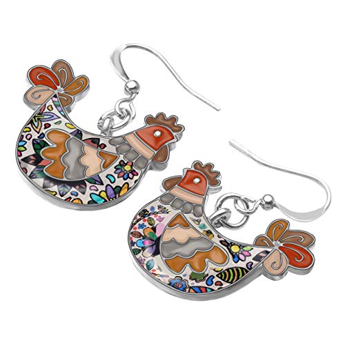 NEWEI Cute Enamel Hen Rooster Chicken Earrings Dangle Farm Animal Jewelry For Women Chicken Gift Charms3