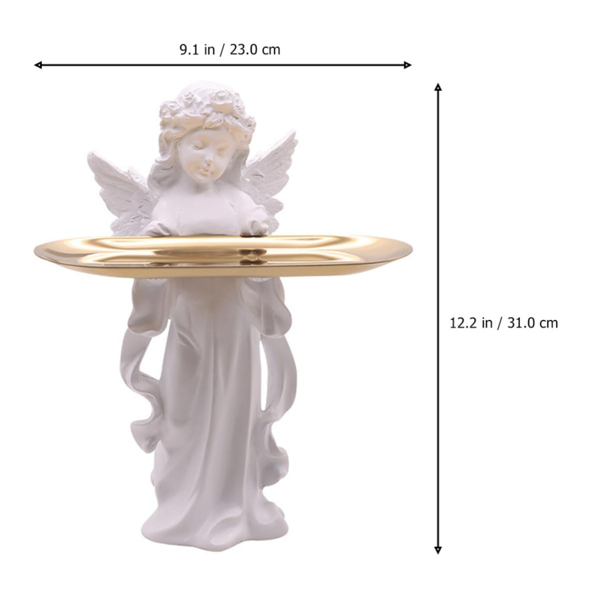 Bandeja de Joyas de Encimera Figura de Ángel en Resina de Color Claro