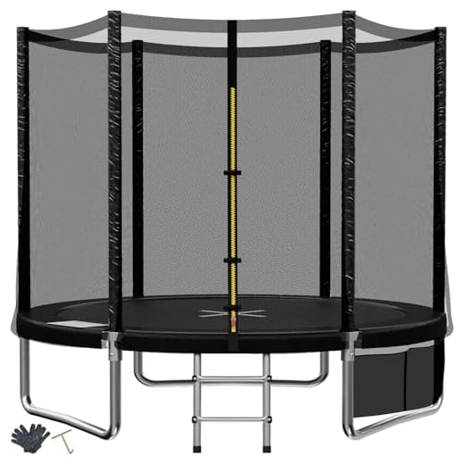 TRIUMPHKEY Trampoline Extérieur Enfants Ø 183/228/305/366/427 cm, Trampoline pour Jardin, Set accesoire Complet : Filet de sécurité, Echelle, Bâche de Rebord, Capacité Max 50 kg