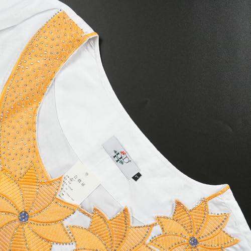 Image of HD African Bazin Riche Maxi Dress for Woman Traditional Embroidery Dashiki Dresses with Head Wraps