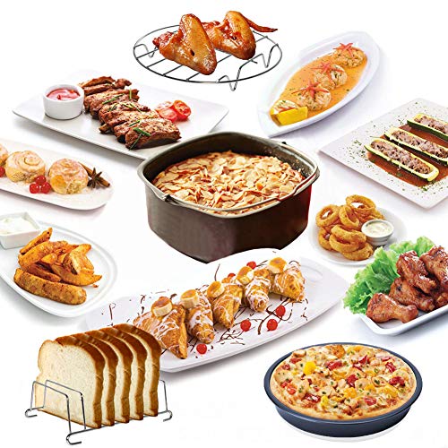 Square Air Fryer Accessories 11 pcs with Recipe Cookbook Compatible for Philips Air Fryer, COSORI and other Square AirFryers and Oven, Deluxe Deep Fryer Accessories Set of 12-6.5