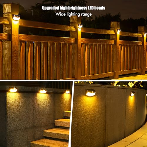 Image of Outdoor Wall Lights 2 Pack, Solar Fence Lights Porch Lights Exterior Lighting Fixtures, Waterproof Wall Sconce Black Front Door Wall Lighting