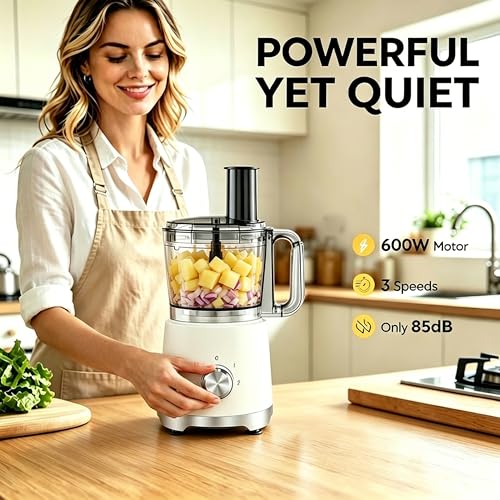 Image of Simple Deluxe 10.5 Cup Food Processor, Multi-Functional Vegetable Choppers Food Grinder with Slicing Shredding Chopping Kneading, Suitable for Smoothie Fruit Dough, 2.6QT, Classic White